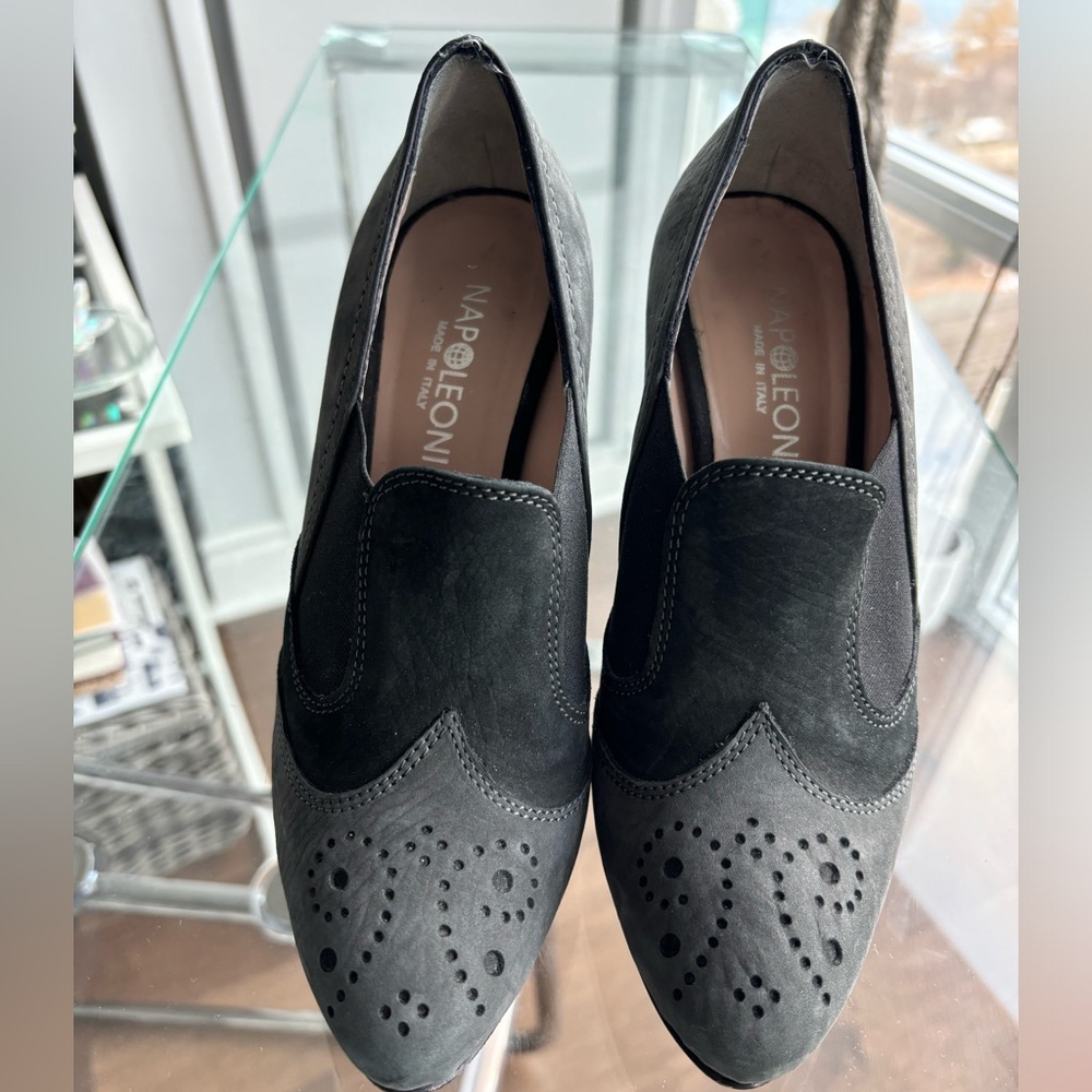 Napoleoni heels, leather upper, leather-rubber sole, size 36, made in Italy